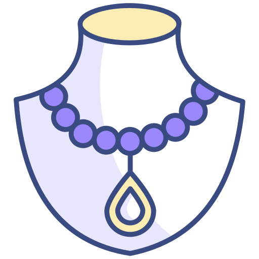 icon d'un buste avec un collier de perle violet et un pendentif jaune