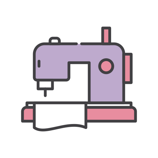 logo de machine à coudre rose et violet