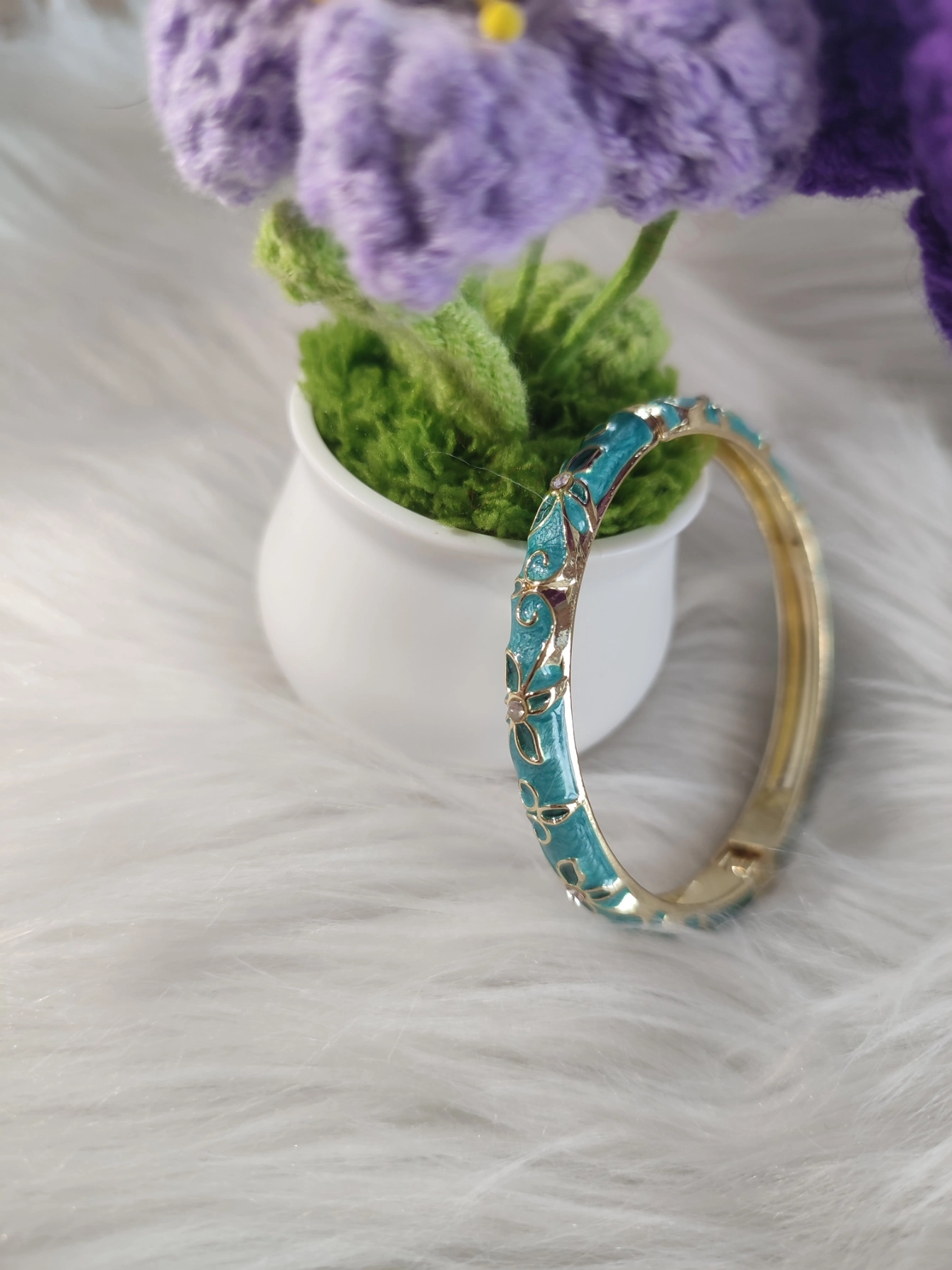 Bracelet de la collection Pétale de couleur bleu