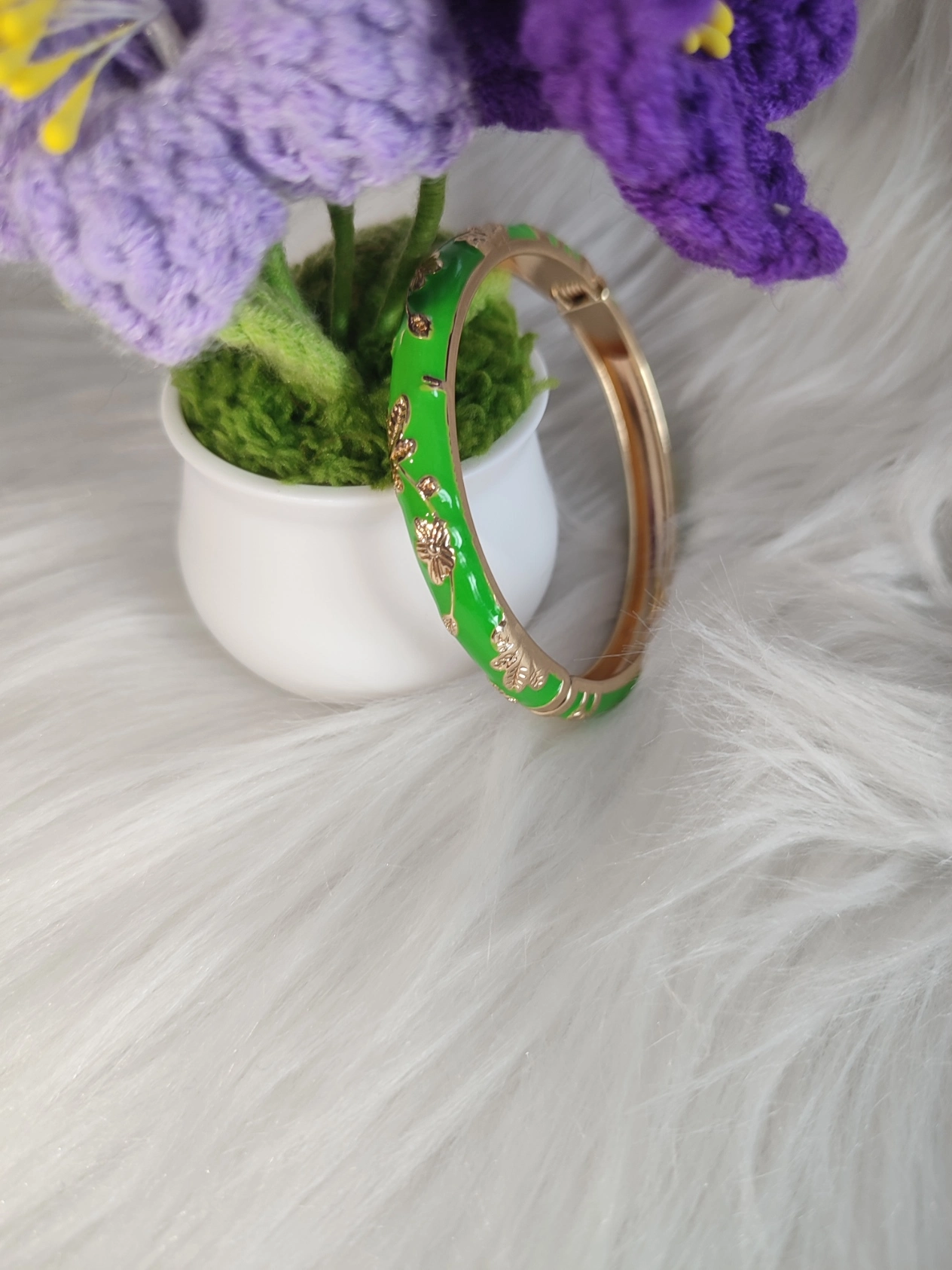 Bracelet de la collection Feuille d'or de couleur vert