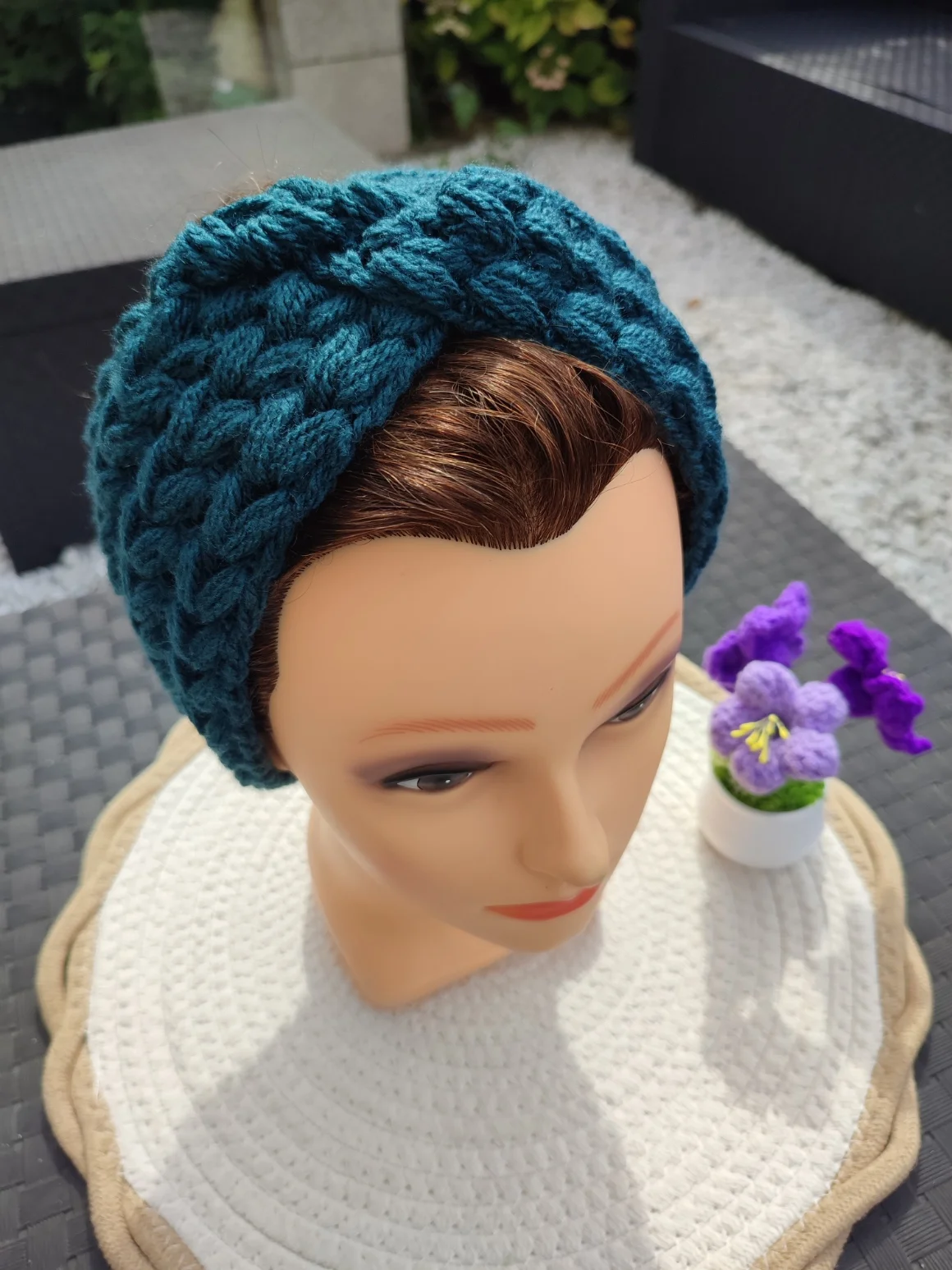 Bandeau couleur colvert sur une tête de démonstration